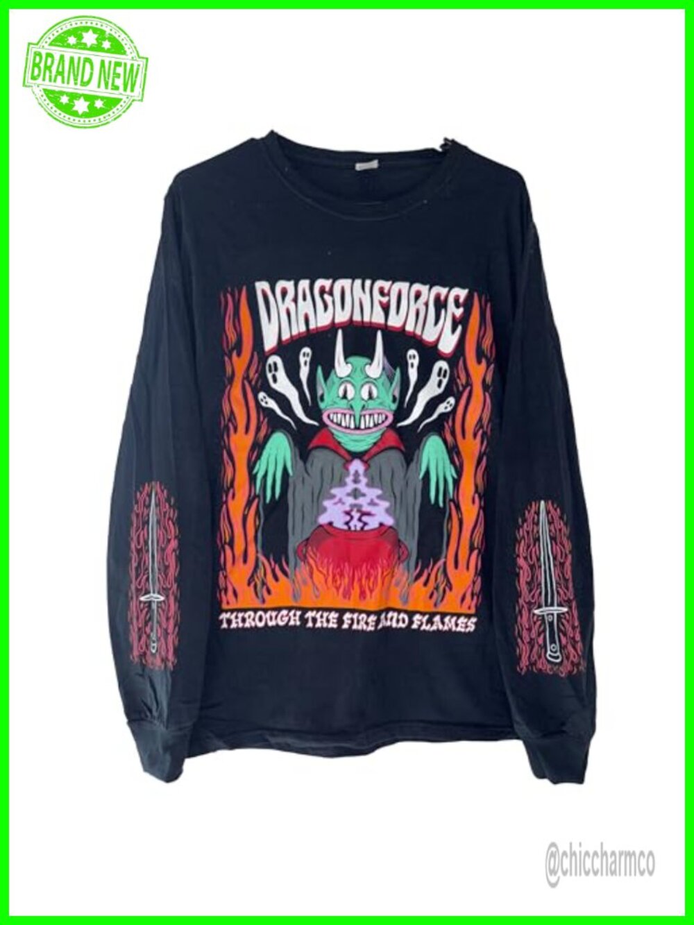 Dragonforce Through The Fire and Flames Goblin Long Sleeve T-Shirt Official